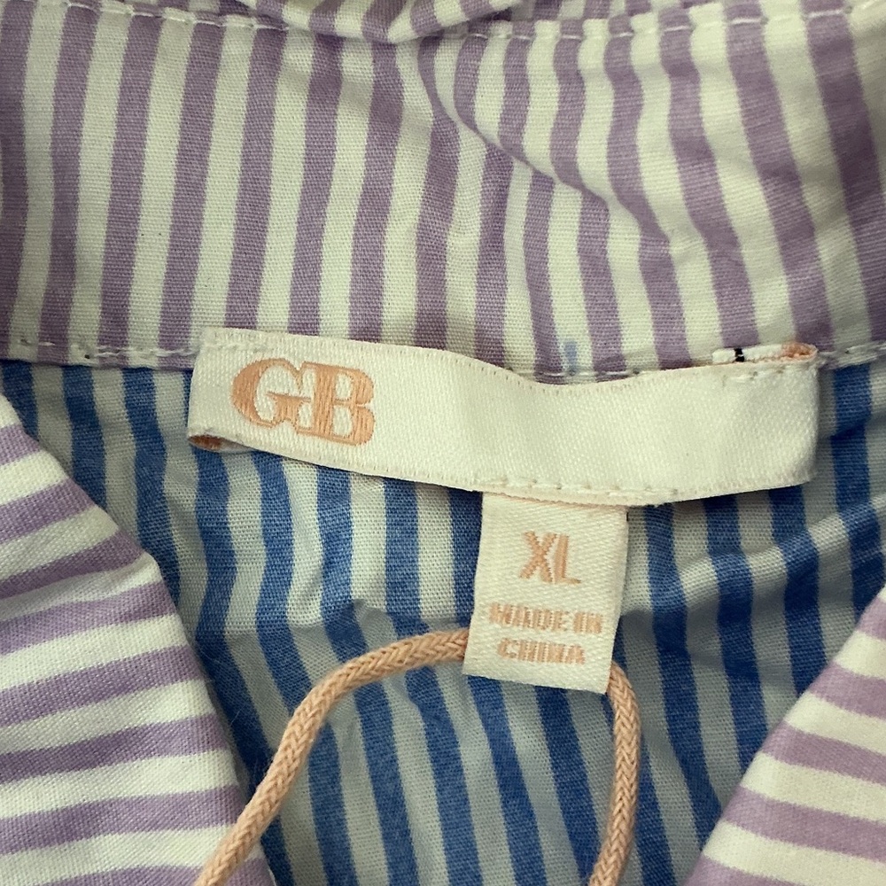 Gianni Bini Colorblock Striped Button-Down Shirt - Blue, Yellow & Pink - Picture 3 of 9